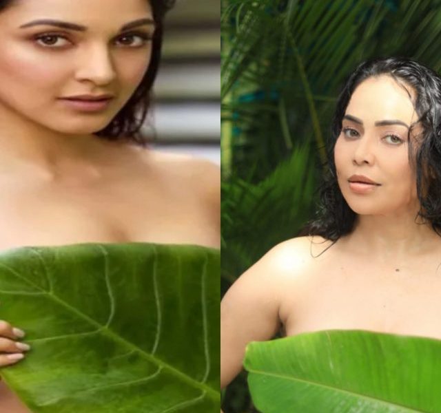 Is Nikita Rawal imitating Kiara Advani by covering nudity with a Banana Leaf