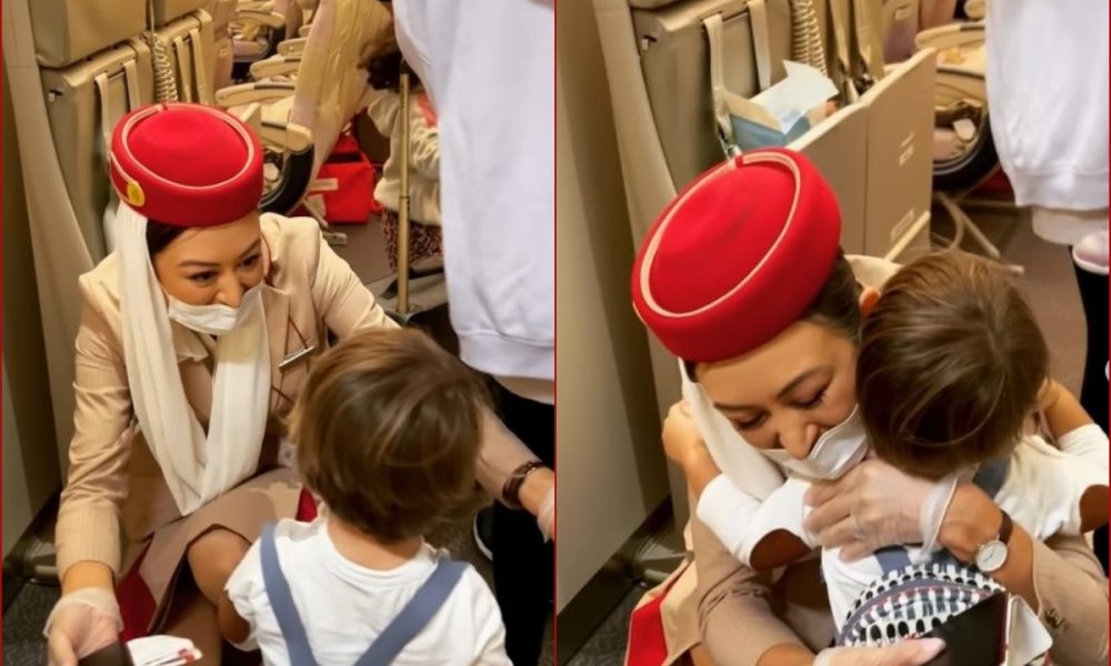 Emirates Air Hostess welcomes her toddler son on flight to Dubai, adorable VIDEO leaves netizens in awe