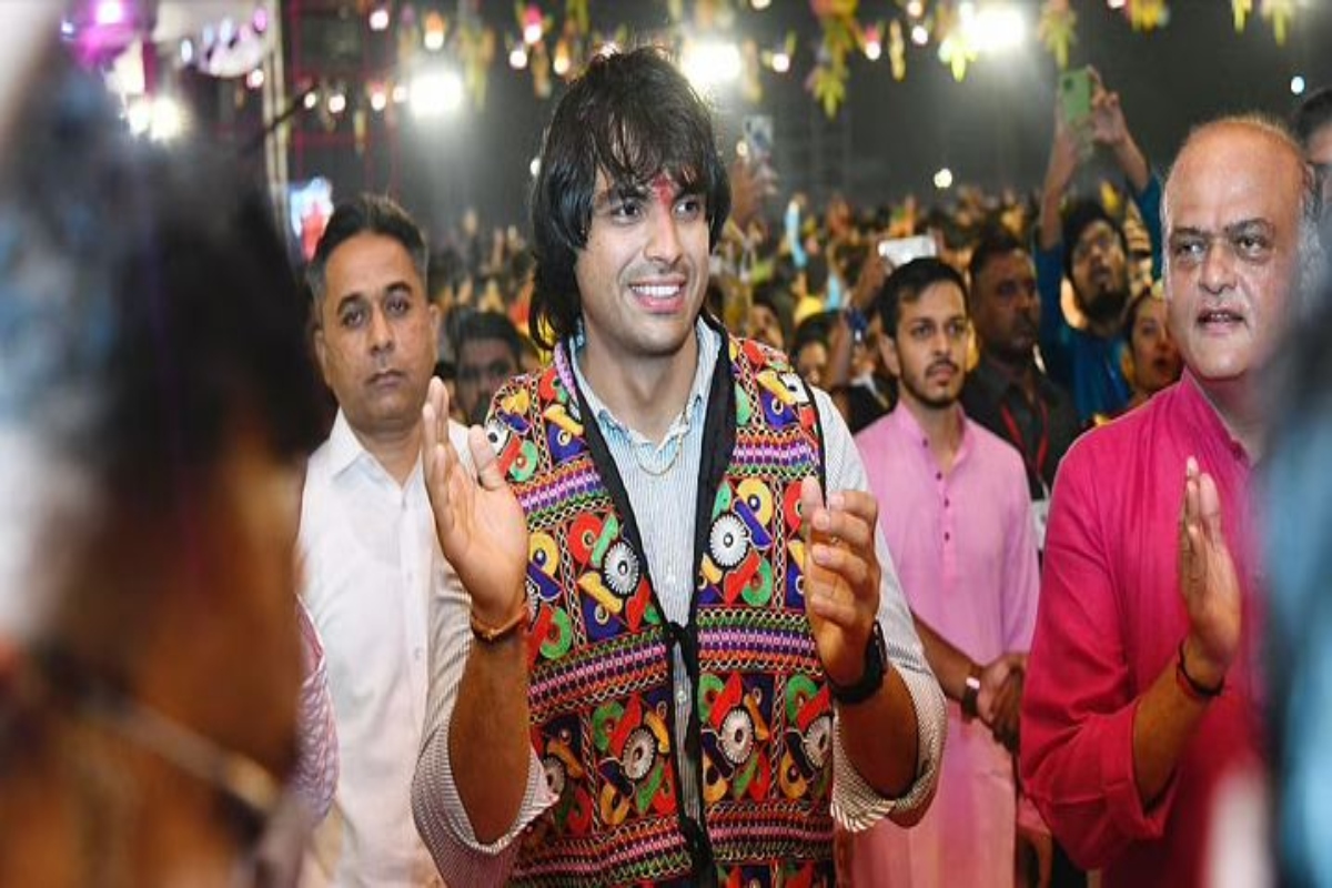 India’s ace javelin thrower Neeraj Chopra performs Garba in Vadodara…WATCH