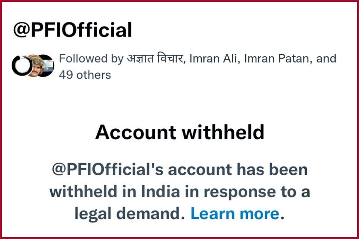 PFI Banned: Popular Front of India’s Twitter account taken down “in response to a legal demand”