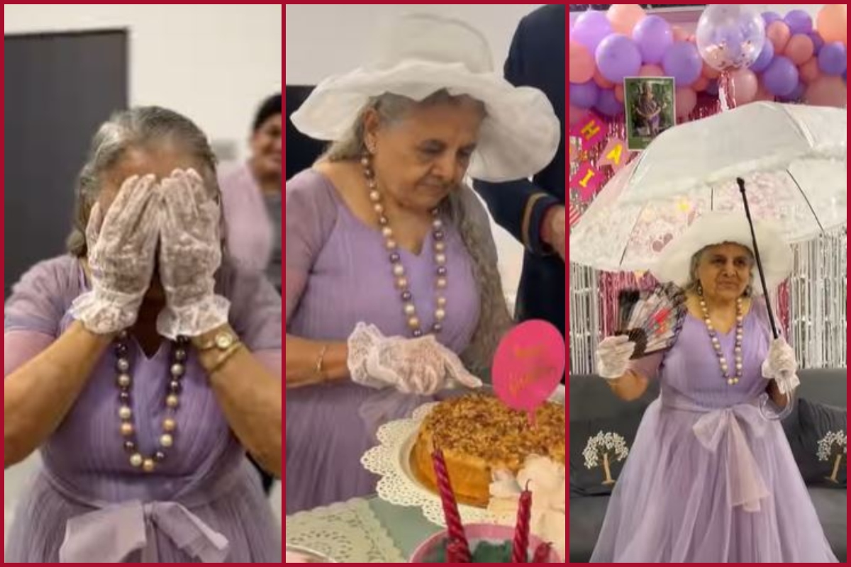 Video of elderly woman celebrating her 89th birthday in gown with white gloves and a hat goes viral