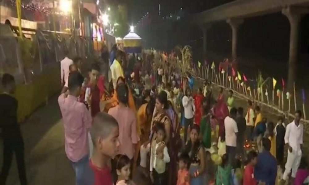 Devotees gather to offer “Argha” to rising sun as they observe Chhath Puja