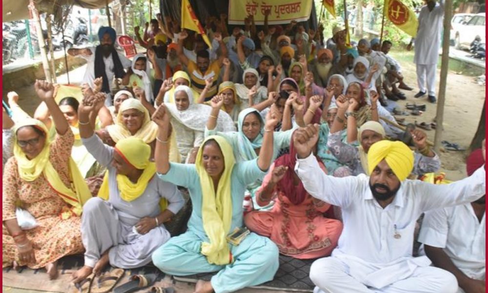 Farmers stage protest outside CM Mann’s residence, demand compensation for damaged crops, cattle deaths