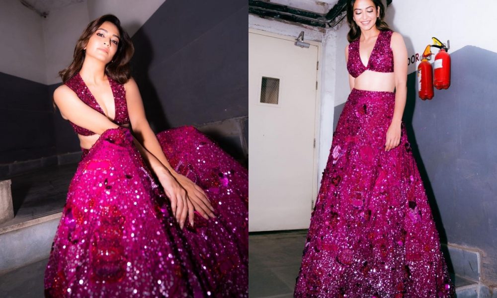 Kriti Kharbanda’s glittery plum gown is all about ethnicity and style