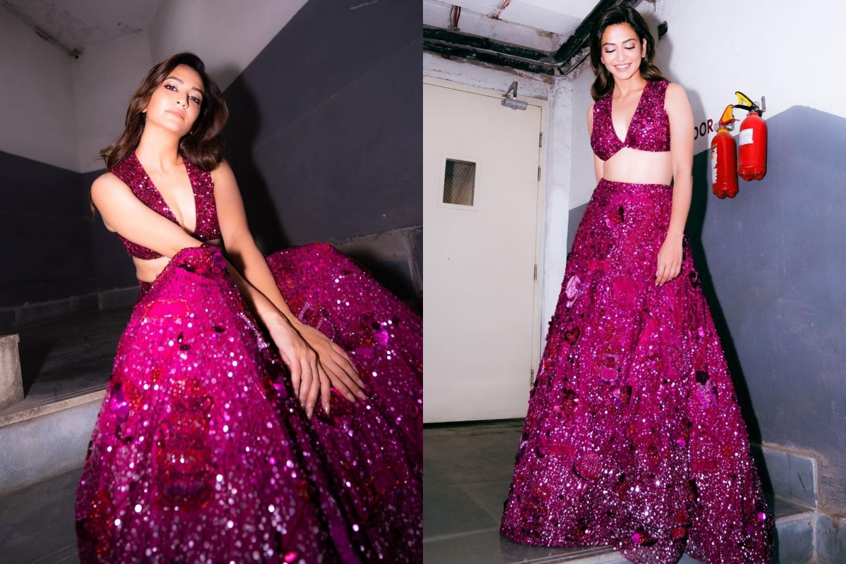 Kriti Kharbanda’s glittery plum gown is all about ethnicity and style