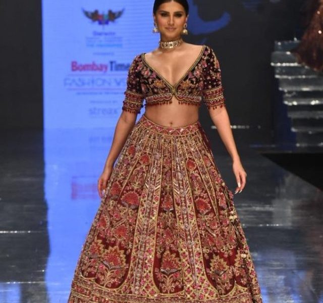 Tara Sutaria glows in vibrant Lehenga With a Plunging Neckline