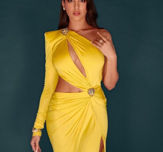 Nora Fatehi stuns in yellow cut-out dress
