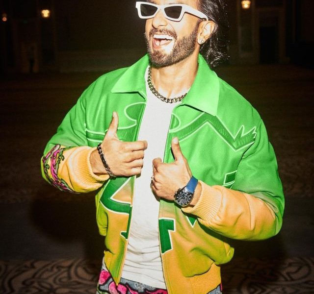 Ranveer Singh’s look out in a green bomber jacket