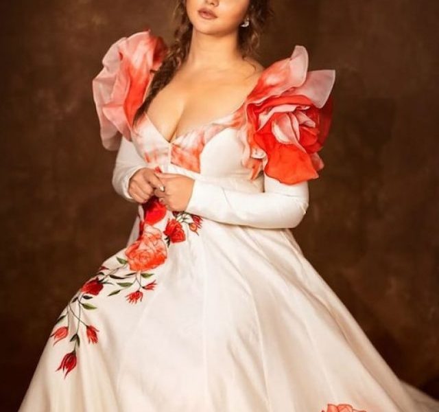 Rashmi Desai is an epitome of class in deep neck floor touch gown