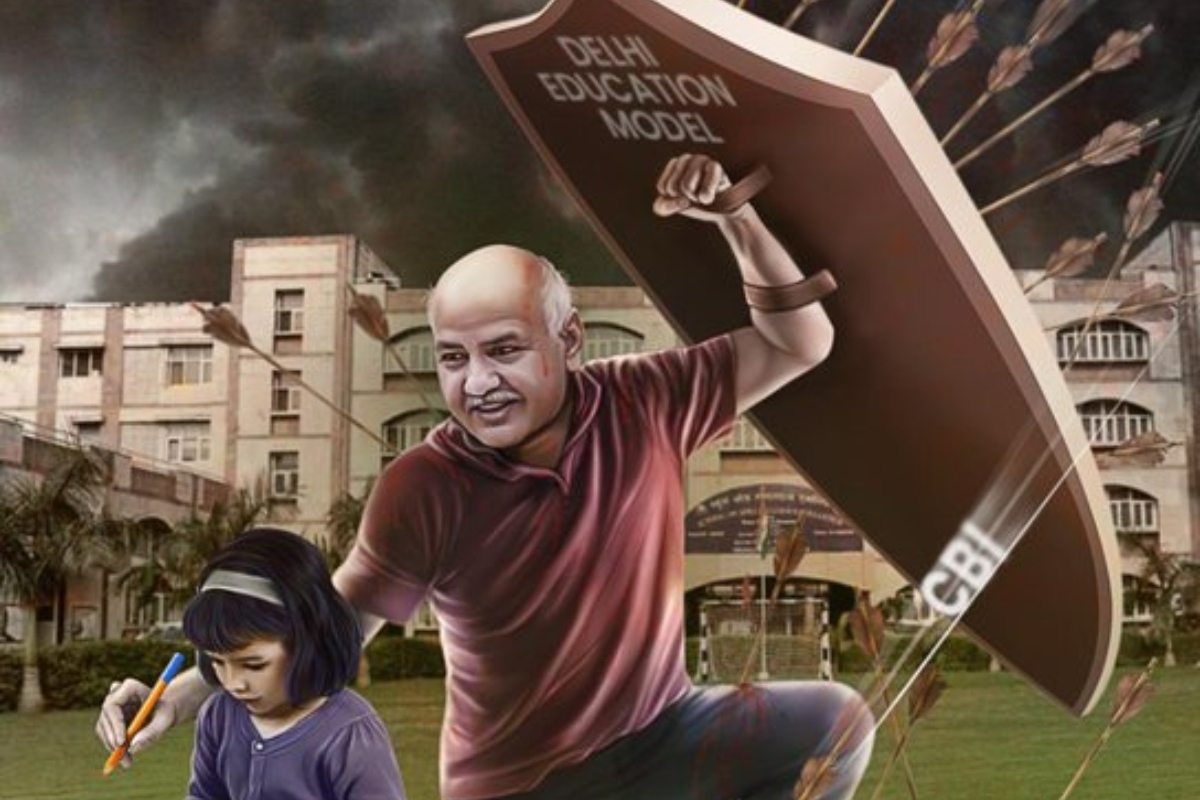 Manish Sisodia depicted in heroic avatar, pic courtesy Arvind Kejriwal; BJP slams with own illustration