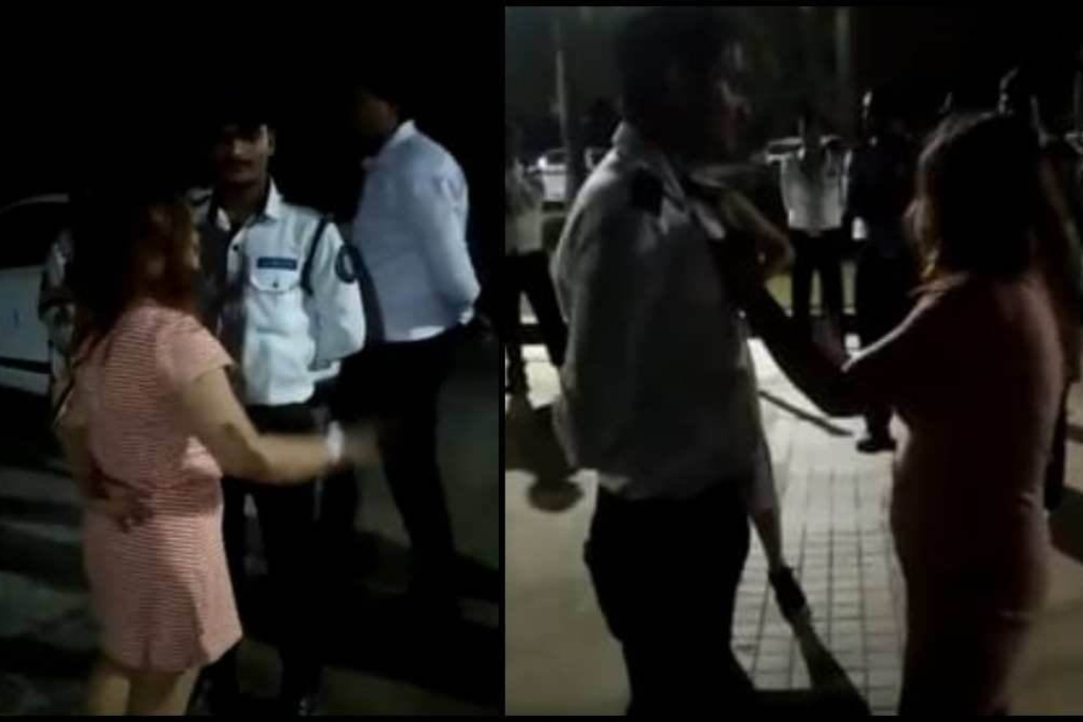 Noida: Drunk woman assaults security guard in residential society, latter lauded for showing restraint [WATCH]