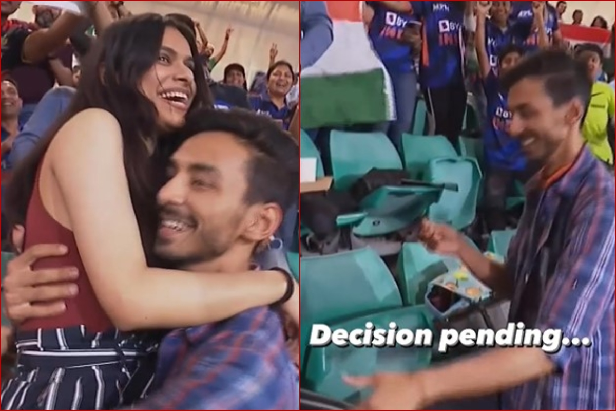 At T20 match, guy proposes, girl obliges; cricket fans exult; Watch heartwarming VIDEO