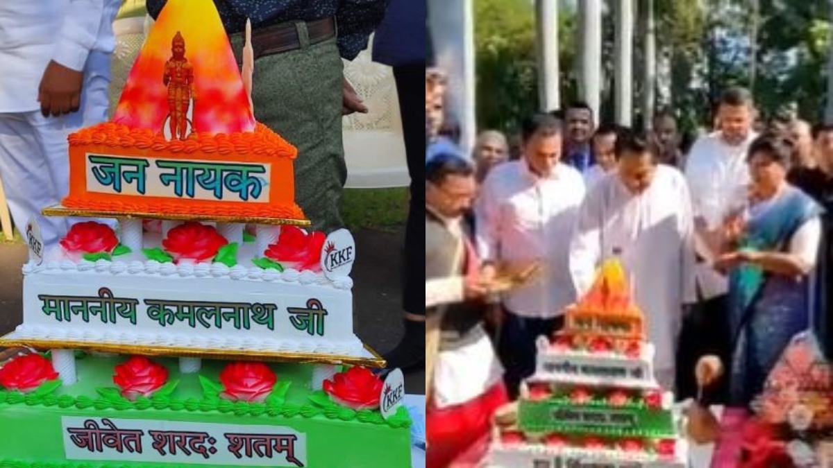 WATCH: Kamal Nath cuts temple-shaped cake with Lord Hanuman portrait in it, BJP calls Congress ‘Anti Hindu’