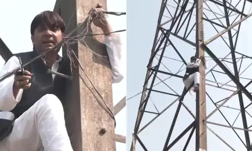 Former AAP councillor climbs tower after party denied him MCD polls ticket