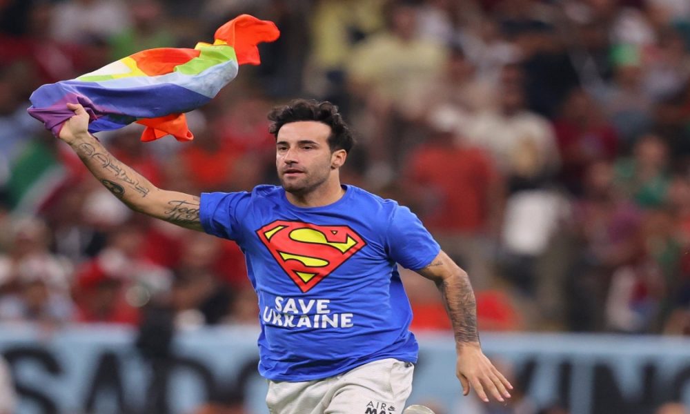 FIFA World Cup 2022: Man enters field with rainbow flag during Portugal vs Uruguay
