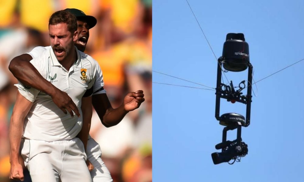 AUS vs SA 2nd Test: Anrich Nortje falls after being hit by spider cam (WATCH)
