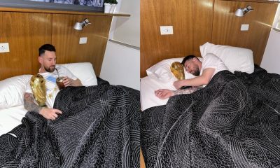 messi sleeping with trophy
