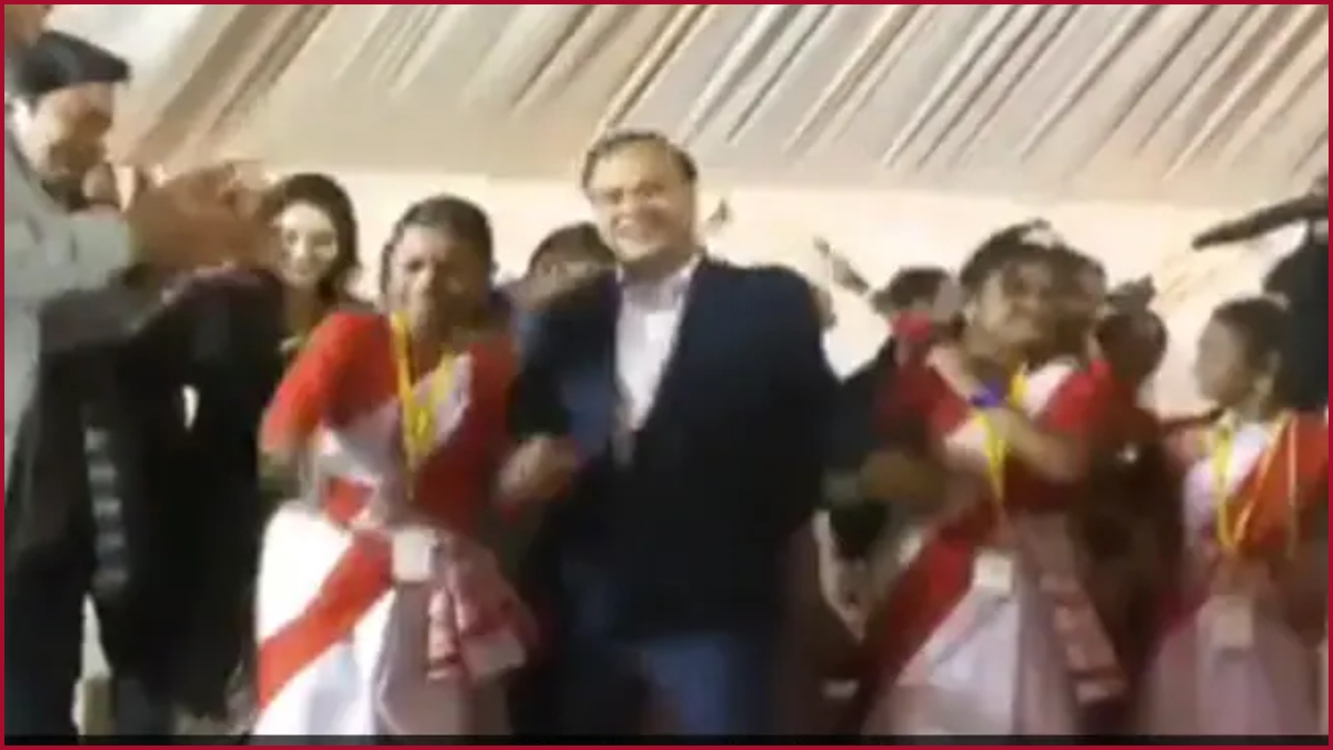 VIDEO: Assam CM Himanta Biswa Sarma, wife Riniki perform folk dance “jhumur” with school students; Twitterati call him “motivator”