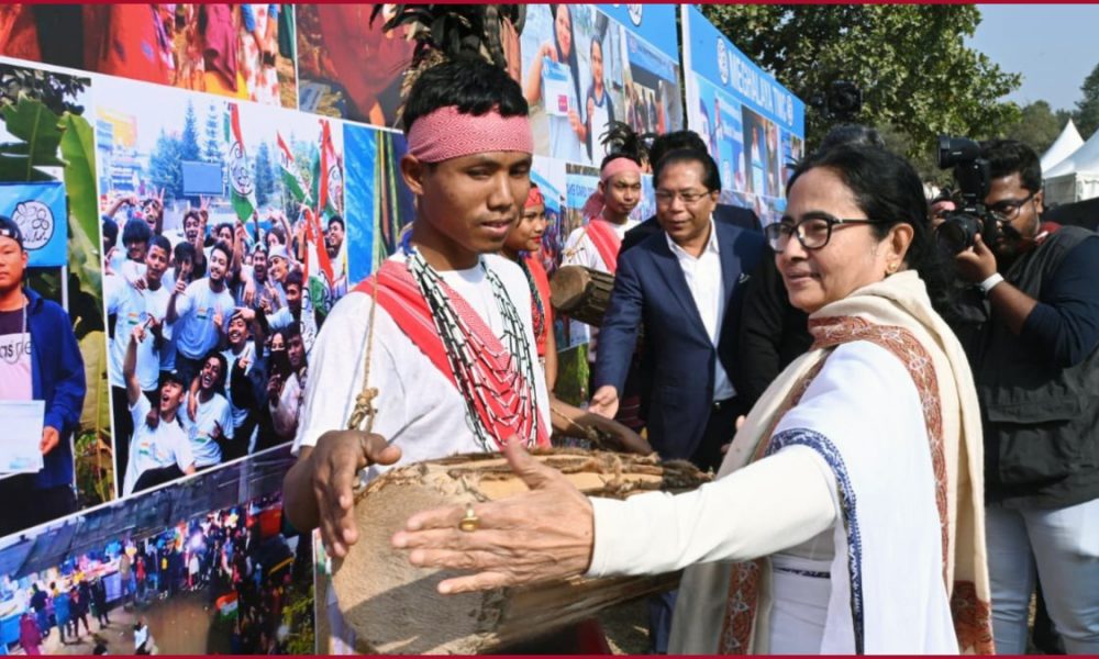 Meghalaya Elections 2023: Mamata Banerjee ties hands at traditional drum, dances with Garo artists; Ex-CM Mukul Sangma smiles and claps (Video)