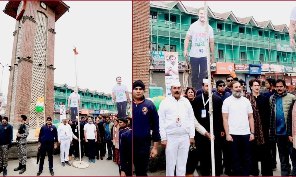 WATCH: Congress MP Rahul Gandhi unfurls national flag at Lal Chowk in Jammu and Kashmir’s Srinagar