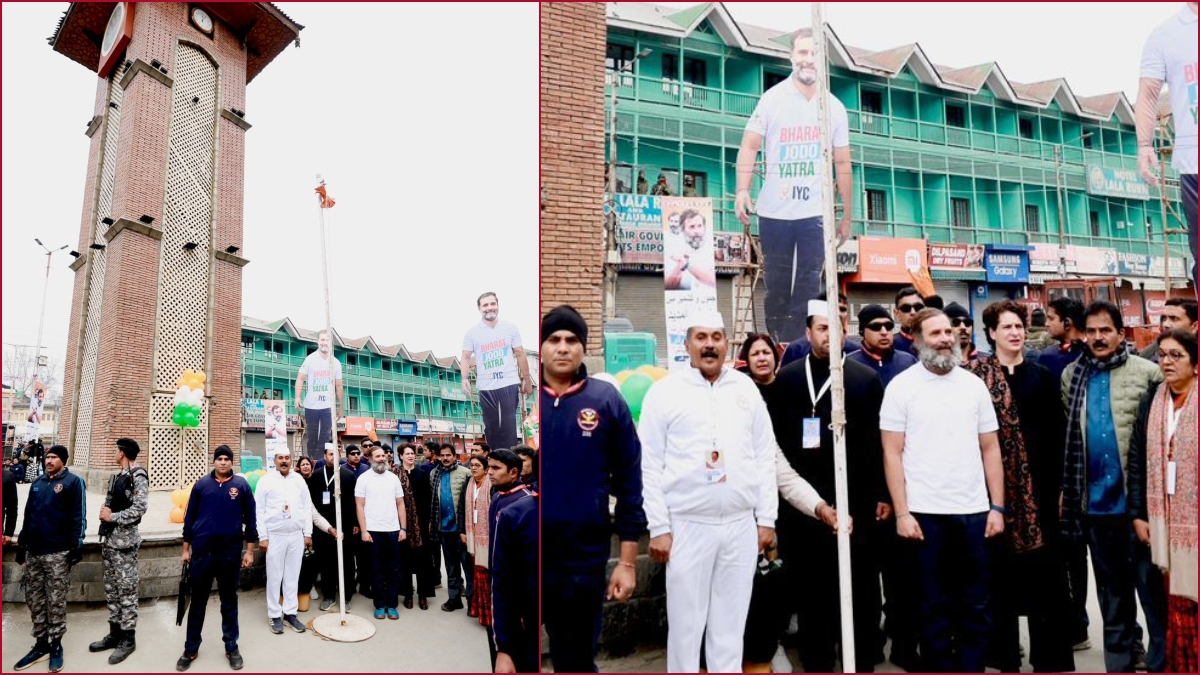 WATCH: Congress MP Rahul Gandhi unfurls national flag at Lal Chowk in Jammu and Kashmir’s Srinagar