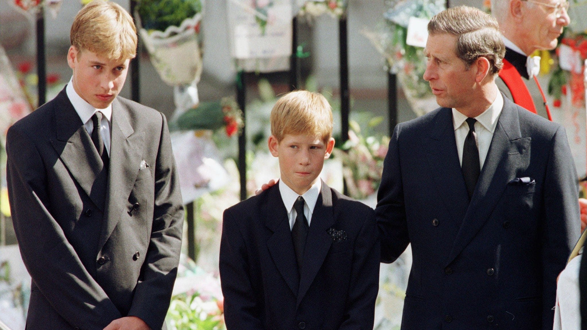 William and Harry at Princess Diana's funeral
