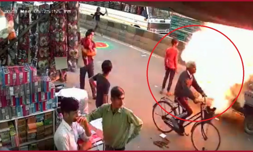 CCTV FOOTAGE: E-rickshaw carrying firecrackers explodes in Greater Noida, one dead