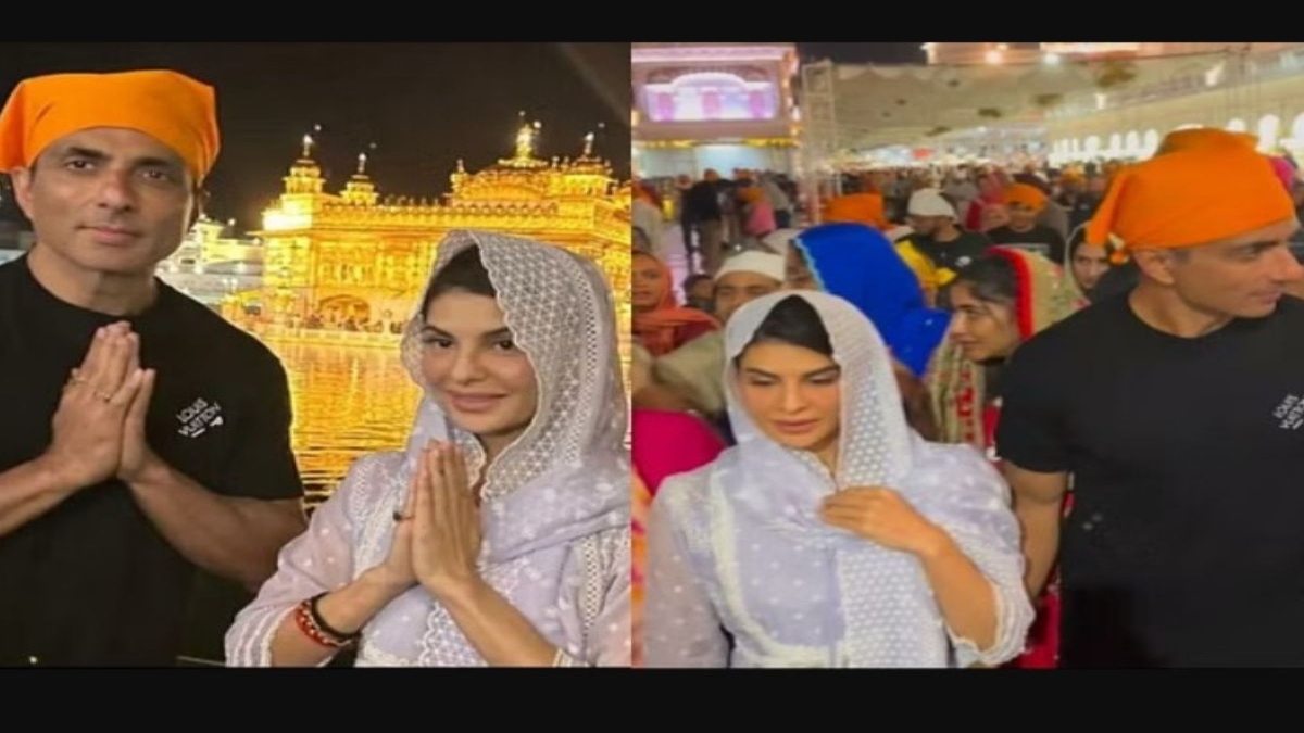 Amid ongoing shooting for upcoming thriller “Fateh”, Jacqueline Fernandez and Sonu Sood seeks blessing at Golden Temple (VIDEO)
