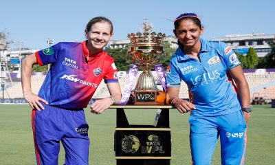 lanning and kaur with WPL trophy