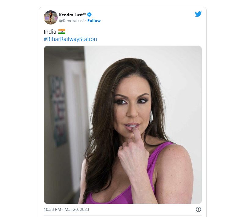 786px x 709px - Porn star Kendra Lust reacts to Pornographic clip played at Patna railway  station; says 'Hope It Was Mine'