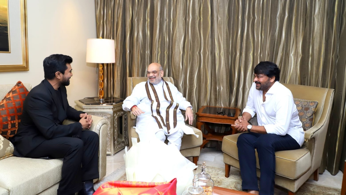 Days after winning Oscar, Ram Charan, and Chiranjeevi pays a visit to Home Minister Amit Shah