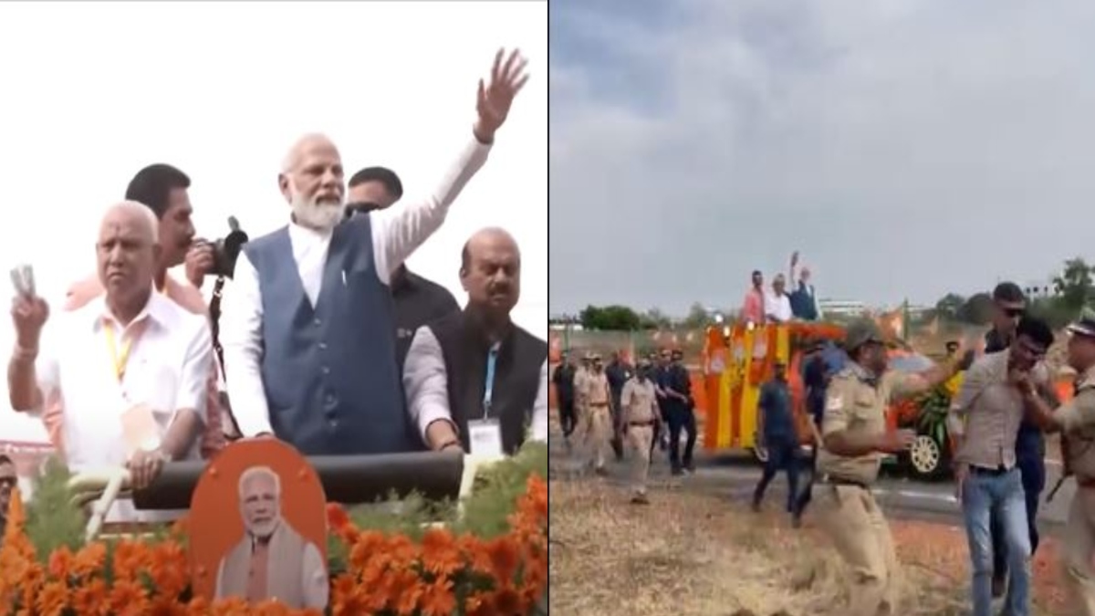 Security breach in PM Modi’s Karnataka roadshow, police detains man approaching his convoy (VIDEO)