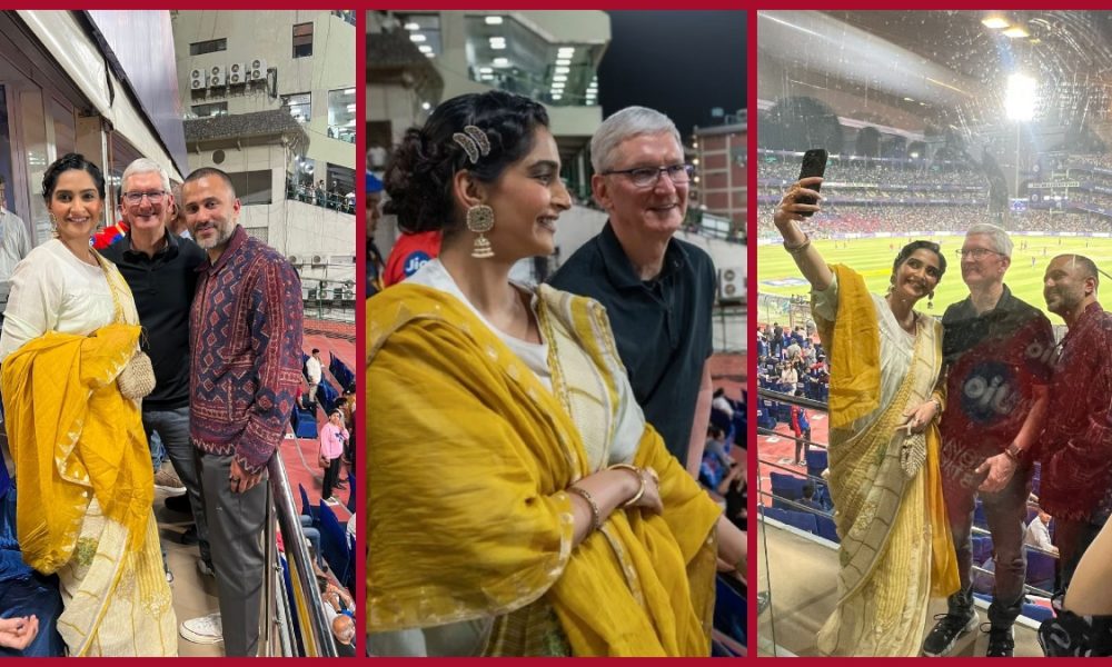 Viral Pics: Apple CEO Tim Cook watches DC vs KKR match with Sonam Kapoor and Anand Ahuja in Delhi’s Arun Jaitley Stadium 