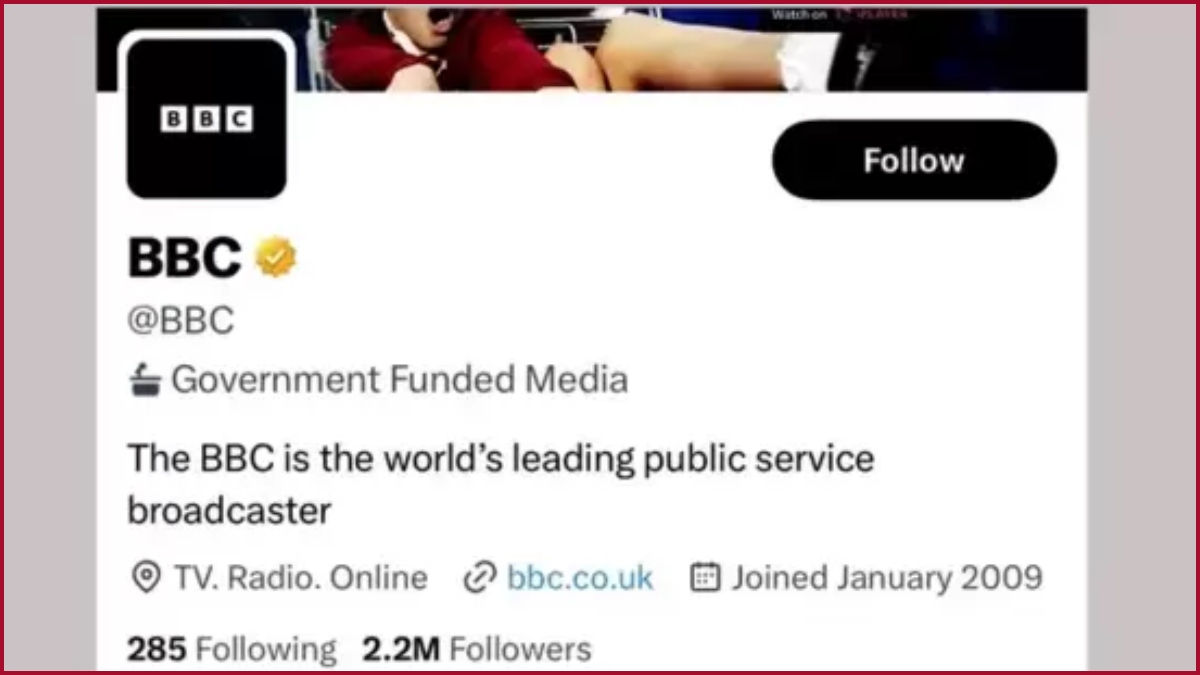 Twitter labels BBC as “government-funded media”