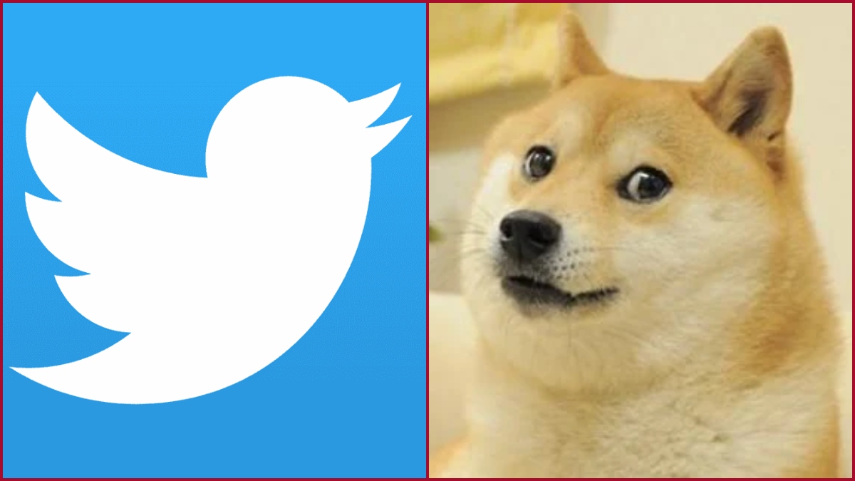 Twitter’s Blue bird logo replaced by  ‘Doge’ meme of Dogecoin blockchain and cryptocurrency