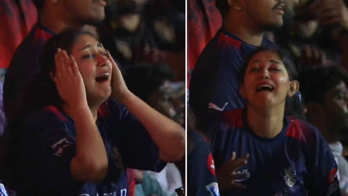 [Watch] Heartbroken RCB fan girl sobs at Chinnaswamy stadium after RCB’s loss to LSG