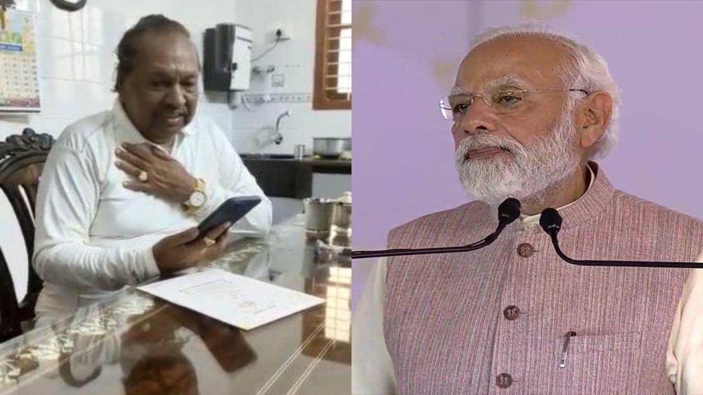 pm modi calls eshwarappa