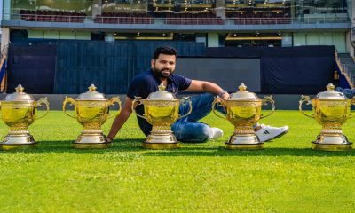 rohit with 5 trophies