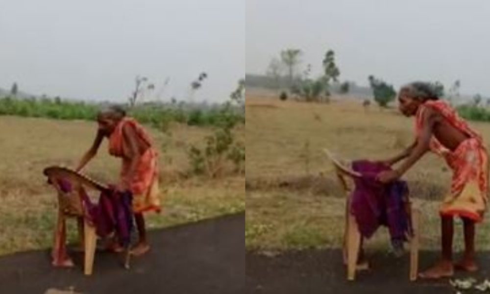 Odisha: 70-year-old woman walks miles barefoot with support of broken chair to collect pension money