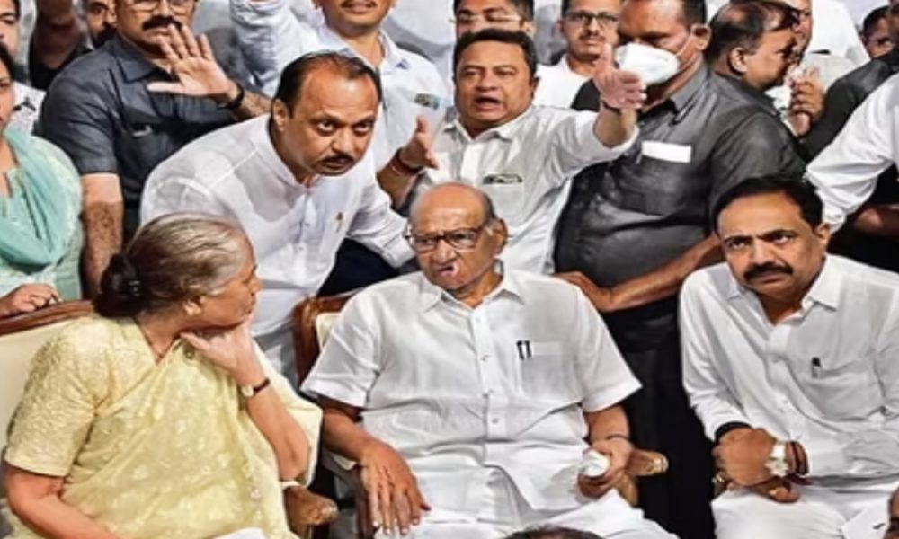 NCP in a huddle after Sharad Pawar’s resignation, party general secretary Jitendra Awhad quits
