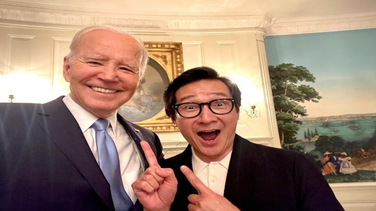 President Joe Biden takes selfie with Oscar-winning actor Ke Huy Quan at White House (WATCH)
