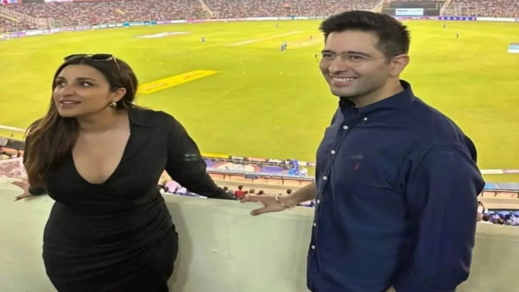 raghav and parineeti in stadium