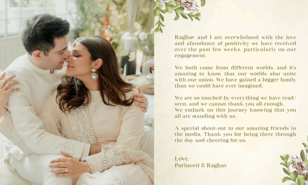‘We both come from different worlds…’: Parineeti Chopra, Raghav Chadha pen thank you note after engagement