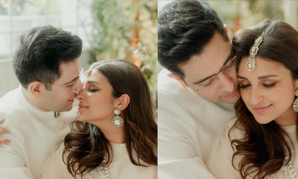 Raghav Chadha kisses Parineeti Chopra at engagement, grooves to ‘Ve Maahi’ song (VIDEO)