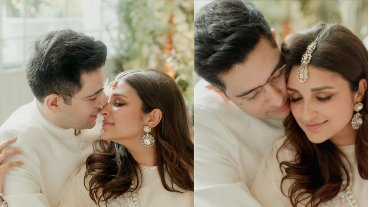 Raghav Chadha kisses Parineeti Chopra at engagement, grooves to ‘Ve Maahi’ song (VIDEO)