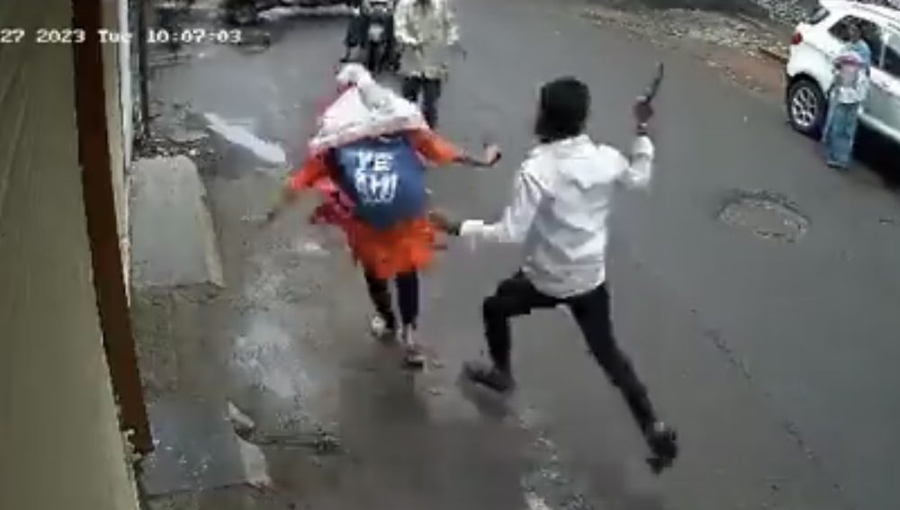 Shocking CCTV footage: Woman attacked with machete in Pune, brave locals come to the rescue