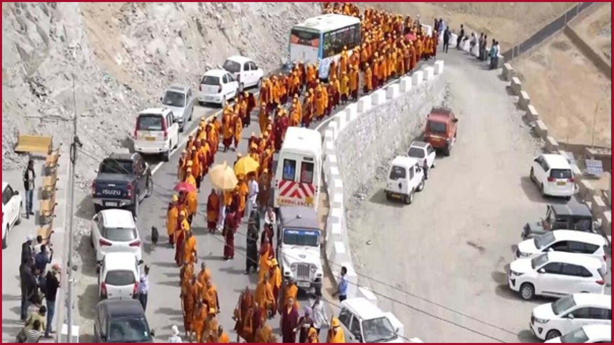 Buddhist monks take part in ‘Peace Walk’ in Ladakh, laud PM Modi’s call for peace in world, development of Buddhist places in India