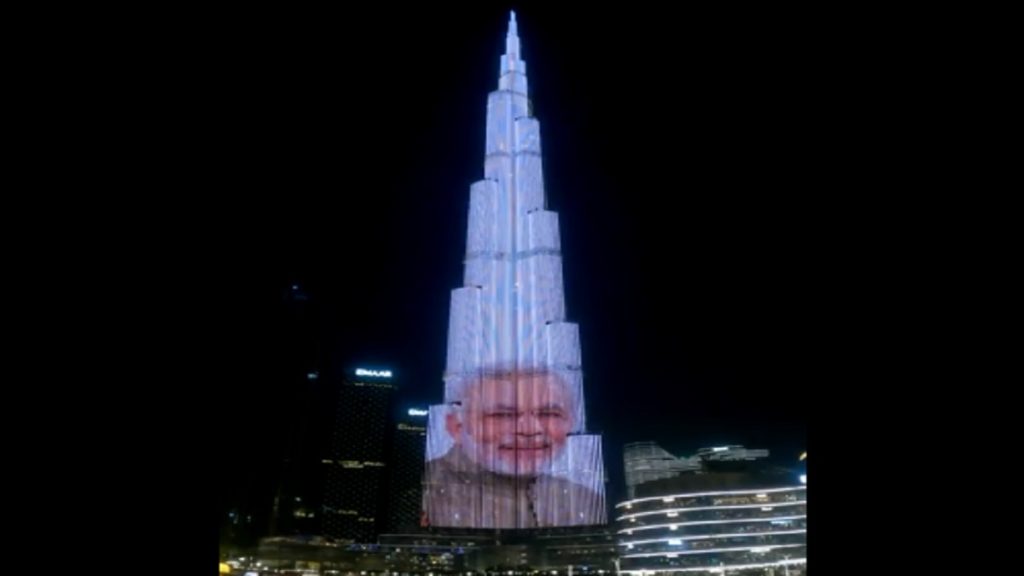 Dubai's Burj Khalifa lit up in colours of Indian flag, PM Modi