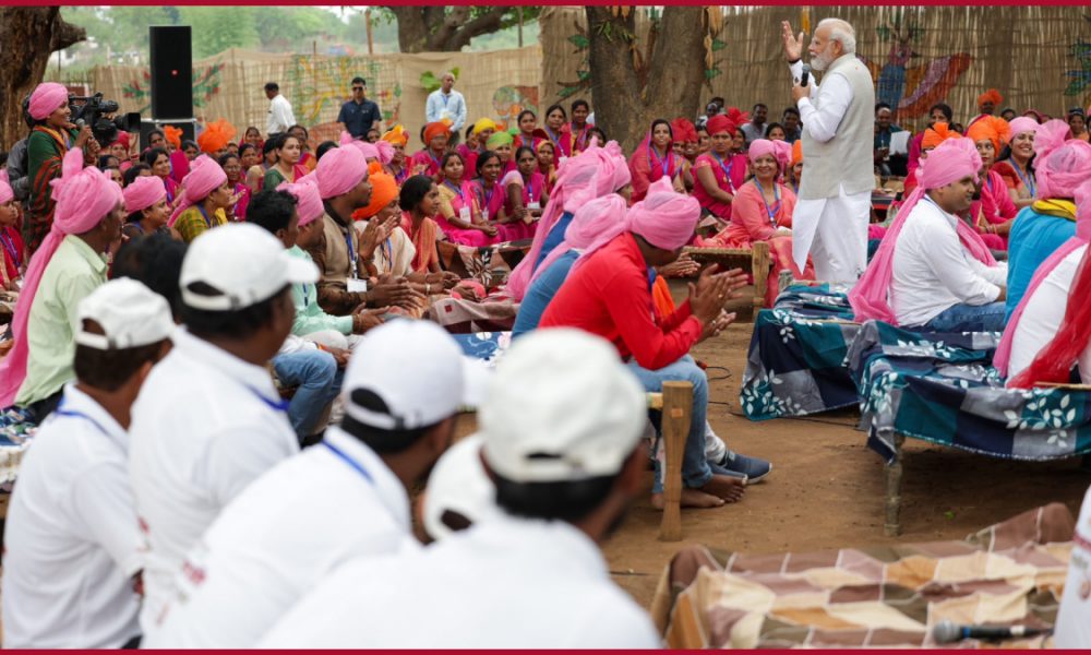 PM Modi interacts with tribal community, self-help groups in Madhya Pradesh