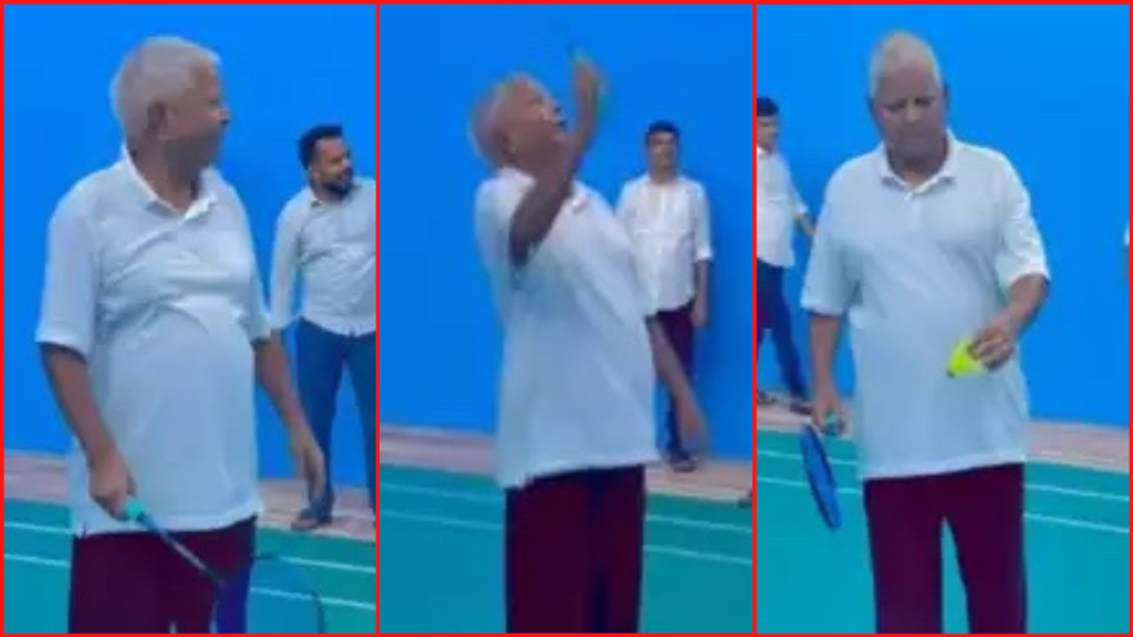 Watch: Lalu Yadav engages in badminton months after a kidney transplant surgery (VIDEO)